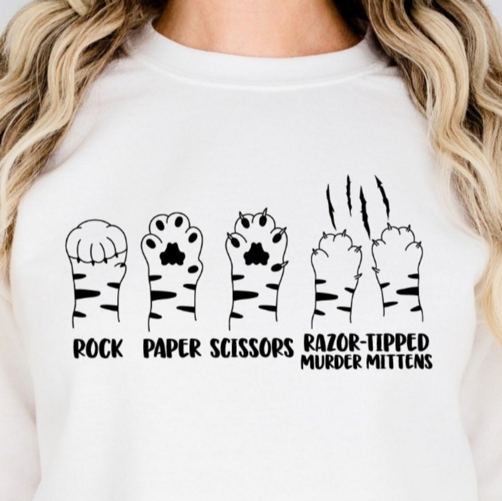 Rock Paper Scissors Cat Tee - Picture 1 of 1